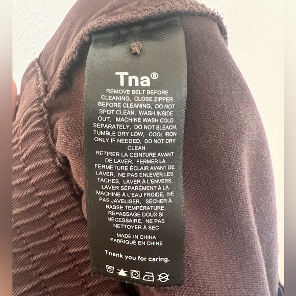 Tna Ladies Large Dark Brown Cargo Pants Straight Leg Utility Pockets Belt Loops - Picture 8 of 12